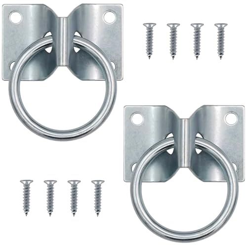 Cross Tie Ring for Horses, Block Tie Hitching Ring with Screws for Horse Stall Stable, Wall Mount Tie Down Horse Barn Supplies 2 Pieces