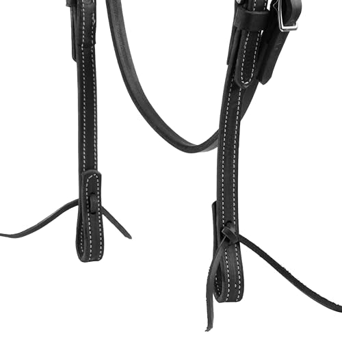 Weaver Leather Black Latigo Leather Headstall - style: Straight Browband