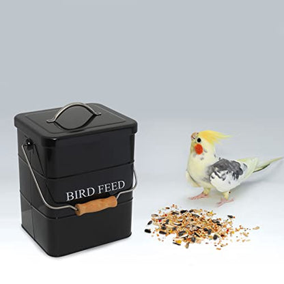 Geyecete Bird Feeder,Bird Food Jar Pet Food Storage Airtight Food Storage Container-Black - color: Black