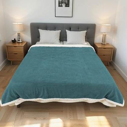 Electric Heated Blanket 62"x84" Twin Size-Teal Green | Safe All Night, Dual-Sided Microplush Sherpa for Bedroom Use, 4 Heat Settings & 10 Hours Auto Off, Machine Washable - color: 04-teal, size: Twin(62"x84")