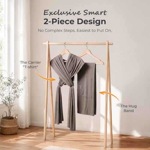 Momcozy Baby Wrap Carrier, Easy-On 2-Piece Design, Newborn to 33 lb - color: Brown