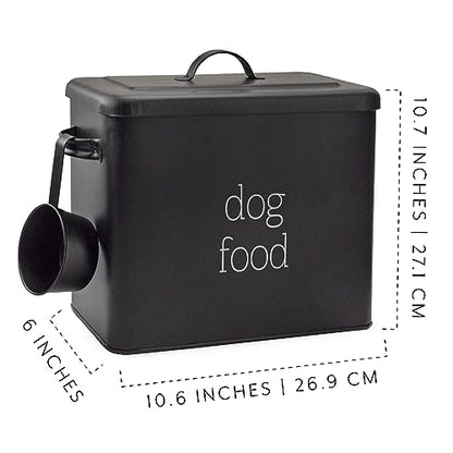 AuldHome Design Retro Dog Food Canister (Black); Modern Farmhouse Style Storage Bin for Pet Food