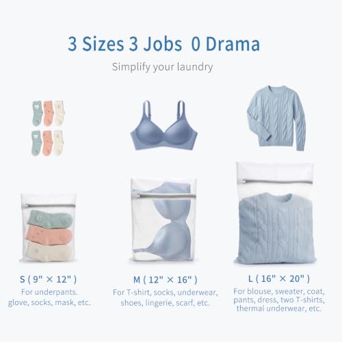 Muchfun 3Pcs Durable Fine Mesh Laundry Bags for Delicates | (1Large, 1Medium, 1Small) - size: 1Large, 1Medium, 1Small