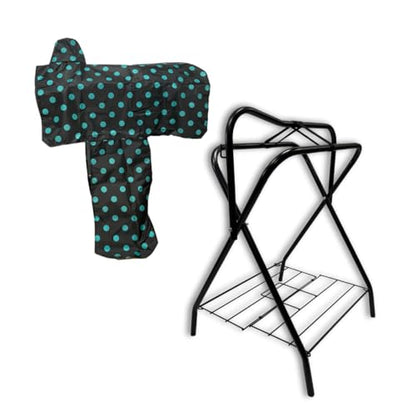 AJ Tack Freestanding Saddle Rack with Western Saddle Cover