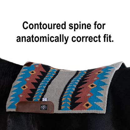 Professional's Choice Fuse Saddle Pad | Navajo Top with Steam-Pressed Bottom - color: Sand/Pacific Blue, style: 1" Felt Thickness