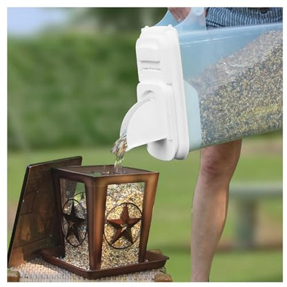 Bird Seed Storage Container with Pour Spout, 16 Quart Capacity, White, 16.5H x 14.5W x 7.75D inches