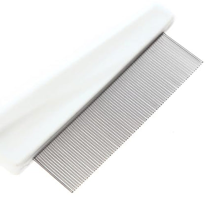 2Pcs White Long Handle Metal Hair Nit Comb Remove Head Nits Nit Comb For Pets Kids And Adults Lice Treatments (14cm, 18cm)，Lice Treatments，Lice Combs