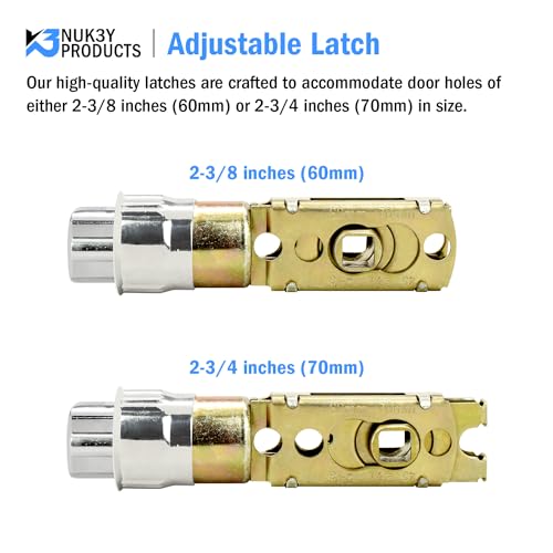 "Nuk3y 6 Way Adjustable Door Latch Bolt (Satin Nickel, Deadlatch)" - color: Satin Nickel, size: Deadlatch
