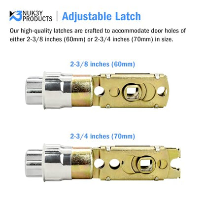 "Nuk3y 6 Way Adjustable Door Latch Bolt (Satin Nickel, Deadlatch)" - color: Satin Nickel, size: Deadlatch