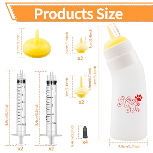 Pet Feeding Nipple with Syringe, Soft Silicone Nursing Pet Feeding Bottle, Ventilation Valve Resistant Tearing for Puppies, Kittens, Rabbit, Small Wildlife (Yellow) - color: Yellow-M Size
