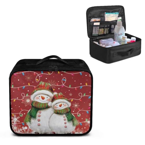 Christmas Lights First Aid Bag Empty Pet 1st Aid Bag Medical Travel Case First Responder Emergency Medicine Bags for Car Home Office Sport Outdoors Snowman - color: Christmas Lights Snowman