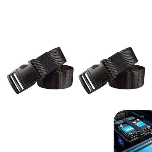 2 PCS Car Battery Tie Down Straps, 39 Inch Battery Hold Down Strap with Adjustable Buckle, Multi-Purpose Nylon Securing Strap, Universal for Cars, Trucks, Boats, Luggages (Black)