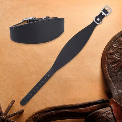 2PCS PU Leather Contoured Horse Fneder Hobble Strap Western Saddle Stirrup Replacement Hobbles with Buckles Black Leather Heavy Weighted Harness Accessories for Horse