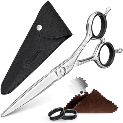 Fagaci Professional Hair Cutting Scissors 5.5", Thin Blades Hair Shears