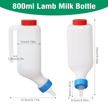 Lamb Bottle Goat Nipples 800ml Baby Goat Nursing Bottles & Replacement Nipples Hang Upside Down Livestock Milk Bottle Bottles for Fawns Sheep (2pcs Bottles+2pcs Nipples) - color: 2pcs bottles+2pcs Nipples