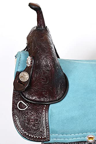 HILASON Western Horse Treeless Trail Barrel American Leather Saddle | for Horses - size: 14 In