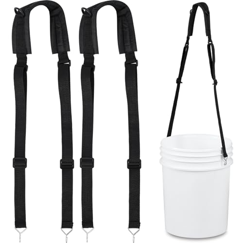 2 Pcs 5 Gallon Bucket Shoulder Carrying Straps, Adjustable Sling Bucket Holders, Multifunctional 5 Gallon Pail Accessories, Length Extension Replacement for Wire Handle
