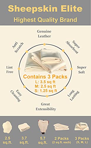 Chamois Drying Cloth Car Drying Towel Real Leather Super Absorbent Fast Drying Natural Chamois Car Wash Cloth Accessory (7.25 SQ FT in Total) - size: 7.25 sq ft in total