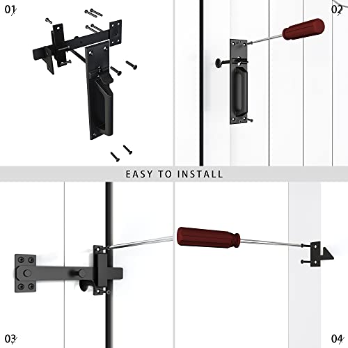 Sdstone Heavy Duty Gate Latch for Wooden Fence，Two Sided Gate Latch for Outdoor Fence， Door Latch Gate Hardware for Wooden Gates, Pool Gate, Backyard, Garden（Black） - style: GL-2