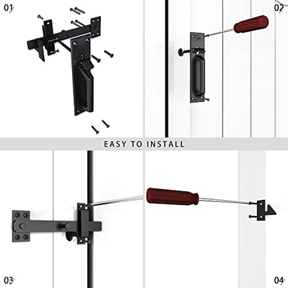 Sdstone Heavy Duty Gate Latch for Wooden Fence，Two Sided Gate Latch for Outdoor Fence， Door Latch Gate Hardware for Wooden Gates, Pool Gate, Backyard, Garden（Black） - style: GL-2