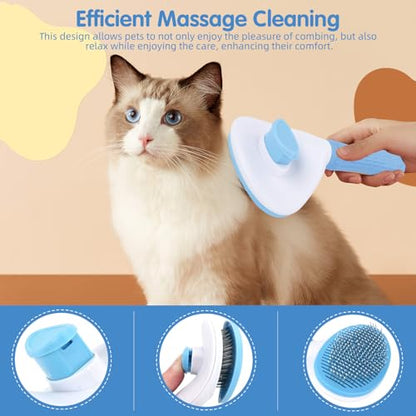 Aglads 8PCS Cat Rabbit Bunny Dog Grooming Kit,Self-Cleaning Brush,Nail Clipper,Grooming Glove,Massage Brush,Flea Comb,Towel&Travel Bag,Complete Grooming Tools for Long&Short Haired Pets(8, blue) - color: BLue