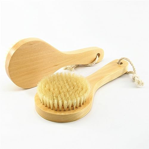 Wooden Short Handle Dry Body Brush Scrubber, 7.87 Inch Natural Bristles Bath & Shower Brush Scrubber. - size: 7.87 Inch Short Handle Wooden Natural Bristles
