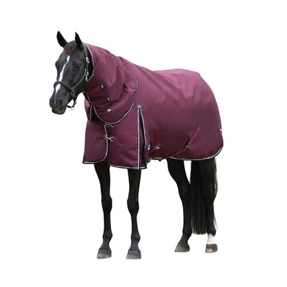 WeatherBeeta ComFiTec Essential Turnout Detach-A-Neck 220G, Burgundy/Navy, 75" - color: Burgundy/Navy, size: 75"