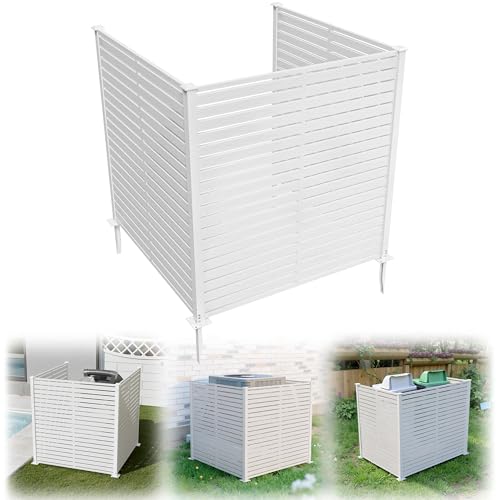 47" W x 48" H Air Conditioner Fence, Outdoor Privacy Screens, White | Fence to Hide Trash Cans, Outdoor AC Unit Hider, Horizontal HDPE Privacy Fence, Outdoor Privacy Screens - color: White, size: (U-shape) 47.2"W×47.2"L×48.4"H