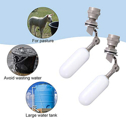 Mudder 4 Pack 1/2 Inch Mini Float Ball Valve with Adjustable Arm | Plastic Float Valve for Water Tank Pond Garden Hose, Horse Cattle Goat Chicken Waterer, Automatic Fill Water Level Control