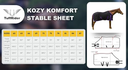 TUFFRIDER KOZY Komfort Stable Horse Sheet, Black, 81-in