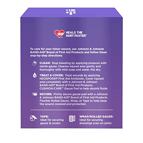 BAND-AID Brand Cushion-Care Gauze Pads, Large Size, 4 in x 4 in, 25 Count - size: 4x4 Inch (Pack of 25)