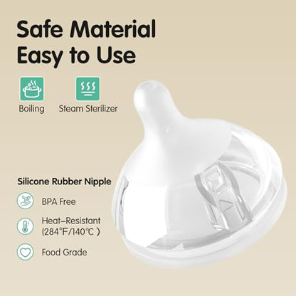 Aynmer Natural Flow Baby Bottle Silicone Nipple，0+ Months, 4 Counts (M) - color: M (3m+)