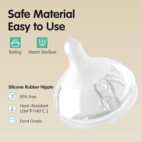 Aynmer Natural Flow Baby Bottle Silicone Nipple，0+ Months, 4 Counts (L) - color: L (6m+)