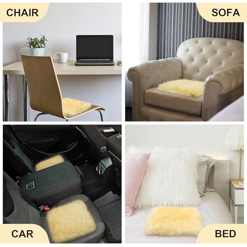 Drydiet 2 Pcs Natural Sheepskin for Bed Sores 17x17 in,Square,Beige - color: Beige, style: Square