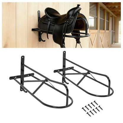 2 Pcs Wall Mounted Saddle Rack Stand for English & Western Style - size: 2 Counts