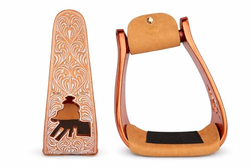 CHALLENGER Horse Saddle Western Riding Aluminum Stirrups Roper Angled Slanted Pair 51151v - color: Barrel Racer Bronze