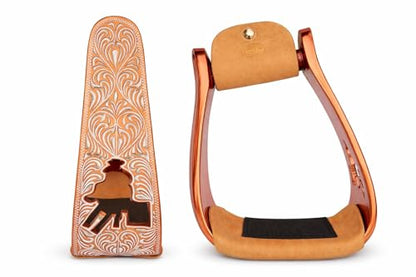 CHALLENGER Horse Saddle Western Riding Aluminum Stirrups Roper Angled Slanted Pair 51151v - color: Barrel Racer Bronze