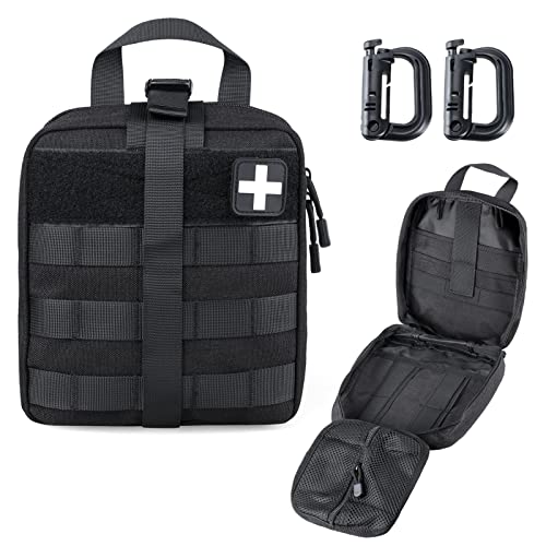 LIVANS 1000D First Aid Bag Empty, Medical Ifak Pouch for Emergency & EMT - color: Black(7.1"l X 3.5"w X 8"h)