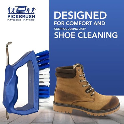 Kelcie's Handheld Shoe Cleaning Brush with Pick for Cleaning Mud Off Shoes in Minutes - Boot Brush & Cleat Cleaner for Golf, Soccer & Other Outdoor Footwear - Heavy-Duty Stiff Bristles Boot Scrubber