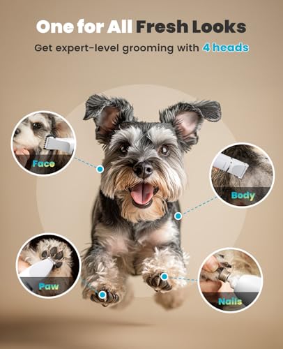 oneisall 4 in 1 Dog Grooming Kit with LCD Display (White) - color: White