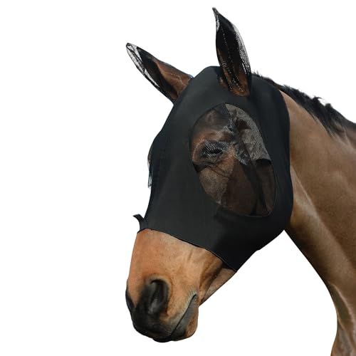 WeatherBeeta Stretch Bug Eye Saver with Ears, Black/Black, Pony - color: Black/Black, size: Pony