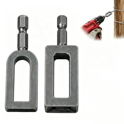 Wire Twister for Drill - 2Pcs Heavy Duty Fence Wire Twisting Tool Fits 9 & 11 Gauge Wire, 1/4" Hex Shank Drill Attachments, T-Post Clip Twister and Rebar Tie Wire Twisting Spinner for Farm & Garden