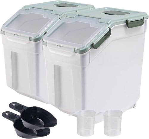 Saim 2 Pack 50lb Flour & Rice Storage Container Bin,Rice Dispenser (Green) - color: 2Pack 50lbs Green