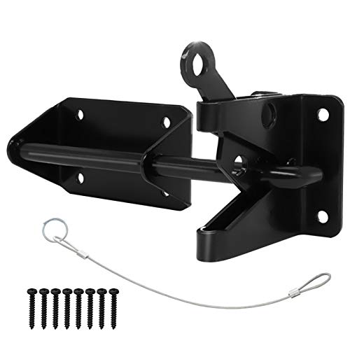JIAHOO Heavy Duty Gate Latch for Wooden Fence with Cable Pull Opener