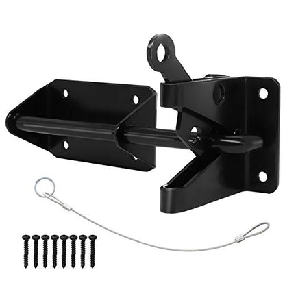 JIAHOO Heavy Duty Gate Latch for Wooden Fence with Cable Pull Opener