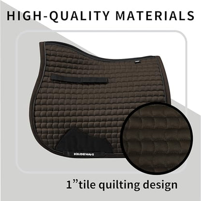 EQUINEWAVE Aria Soft Suede Jump Saddle Pad – Breathable Moisture-Wicking Lining, Shock-Absorbing Cushion, Contoured Spine, English All Purpose Saddle Pad - color: Dark chocolate