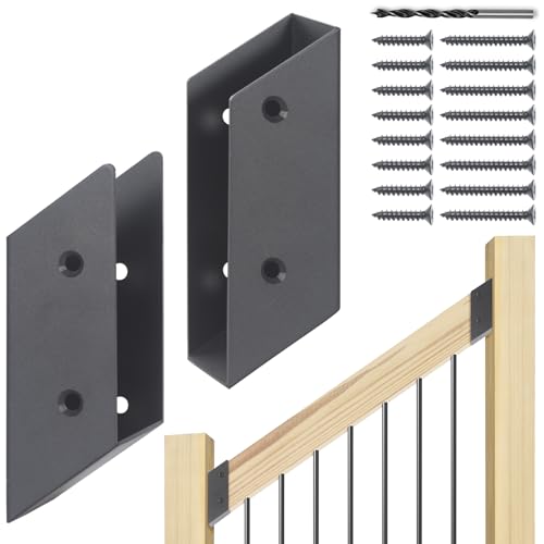 35° Stair Angle Stainless Steel Deck Railing Brackets Connectors for 2"x4" (Actual 1.5"x3.5") Railing Wood Post (4 Pair) - size: Angle 35°