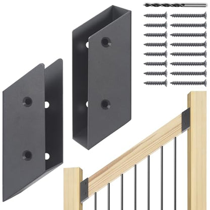 35° Stair Angle Stainless Steel Deck Railing Brackets Connectors for 2"x4" (Actual 1.5"x3.5") Railing Wood Post (4 Pair) - size: Angle 35°