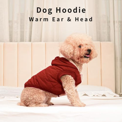 Vecomfy Warm Dog Coats with Hoodie,Winter Dog Jackets for Small Dogs - color: Red, size: Medium