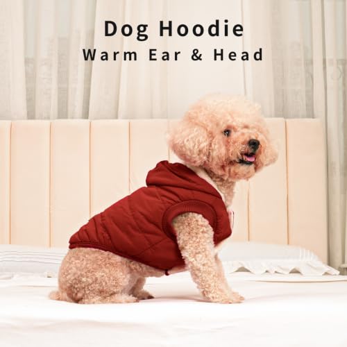Vecomfy Warm Dog Coats with Hoodie,Winter Dog Jackets for Small Dogs - color: Red, size: Medium